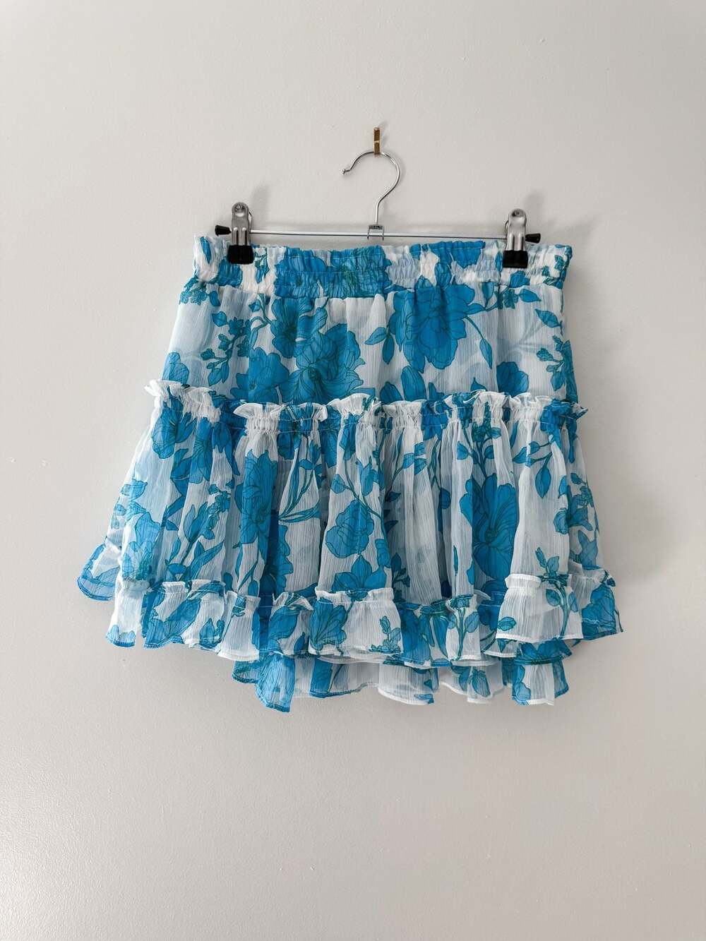 MISA Los Angeles Marion Skirt in Turquoise Flora medium flowy medium
